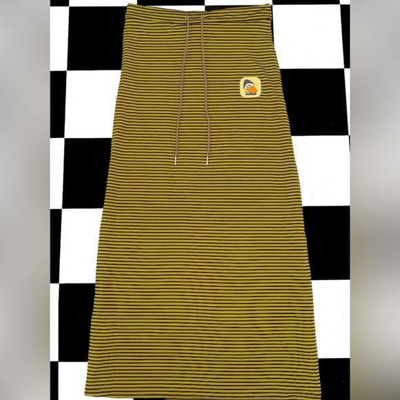 Omighty Shroom Skirt in Olive Stripes Maxi, Size Small - Picture 2 of 11